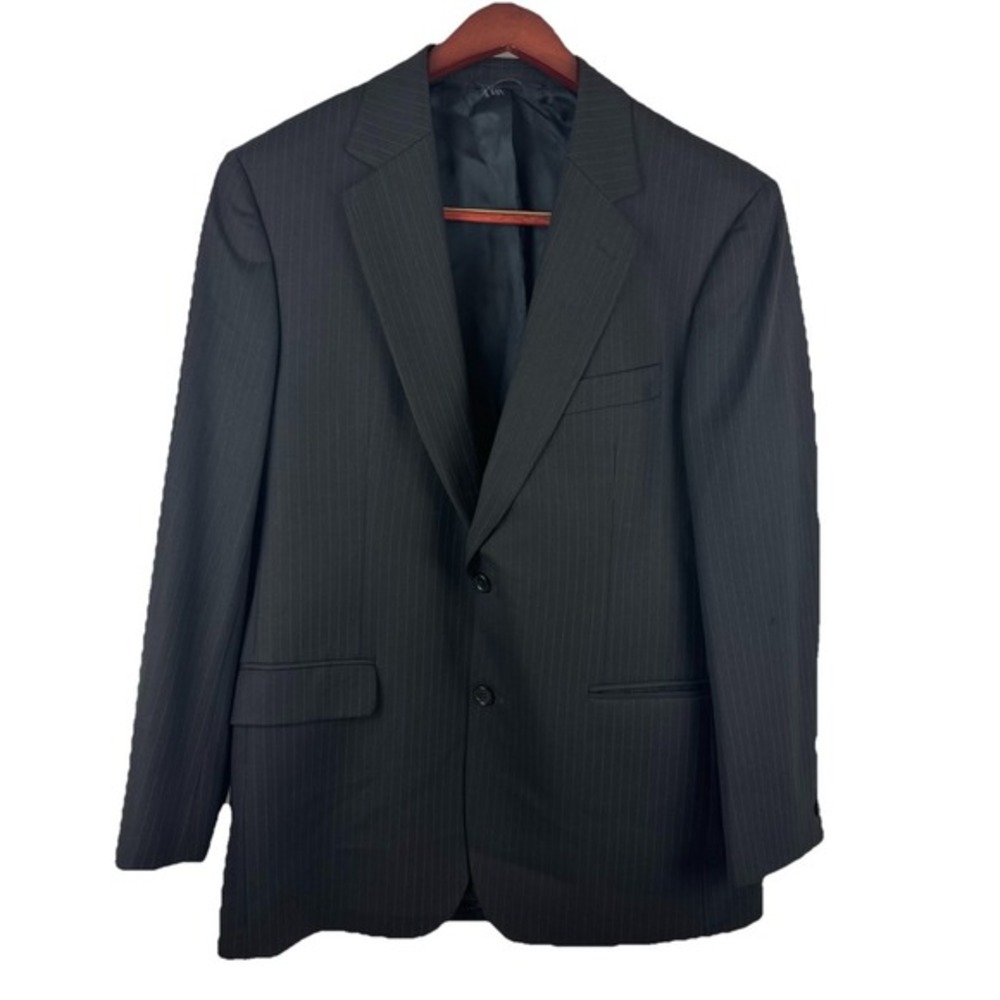 BROOKS BROTHERS "346 Stretch" Mens Blazer Coat Jacket Black striped Wool - 41R